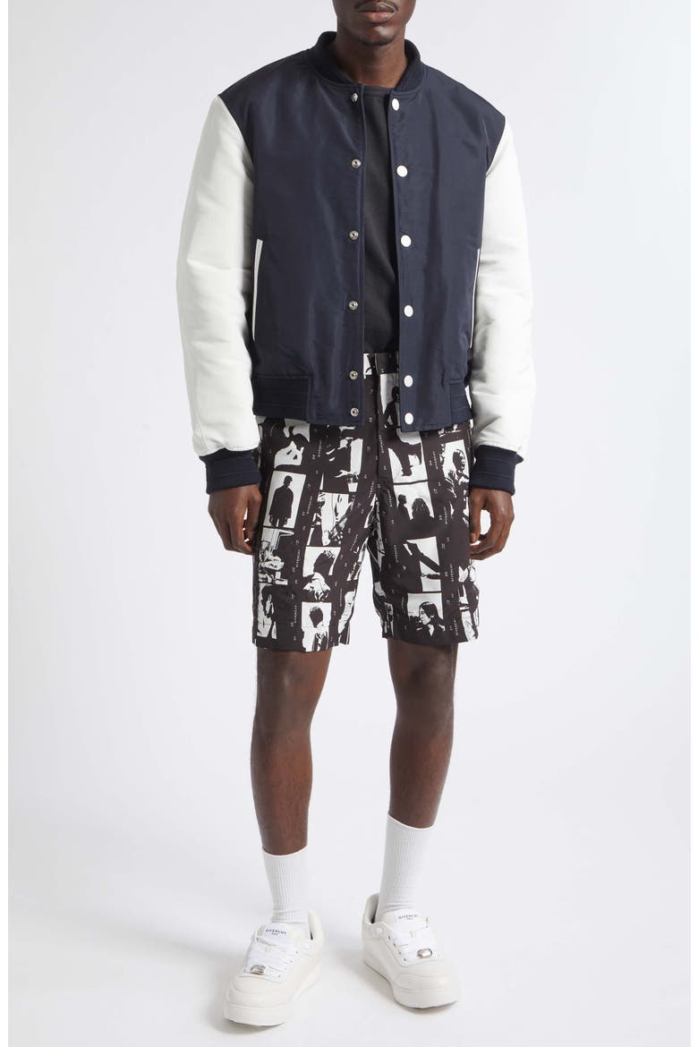 Logo Satin Varsity Jacket, Alternate, color, NAVY/ WHITE