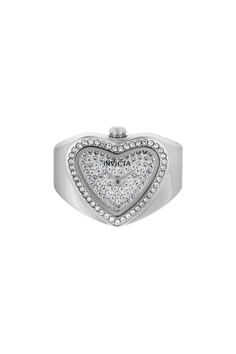 Mini Quartz Heart Ring Watch, Main, color, WHITE SILVER