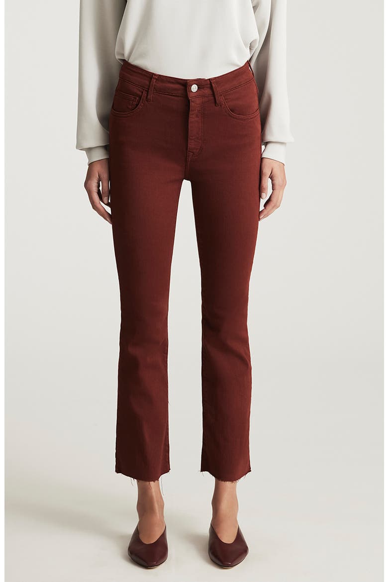 Anika Mid Waist Raw Hem Crop Flare Jeans, Main, color, ANDORRA FLEX BLUE