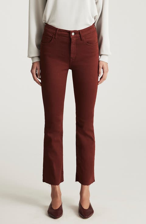 Anika High Waist Raw Hem Crop Flare Jeans (Andorra Flex Blue)