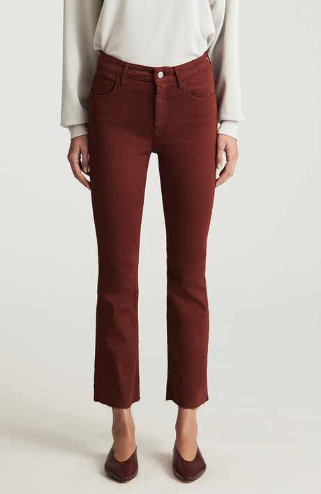 Anika Mid Waist Raw Hem Crop Flare Jeans