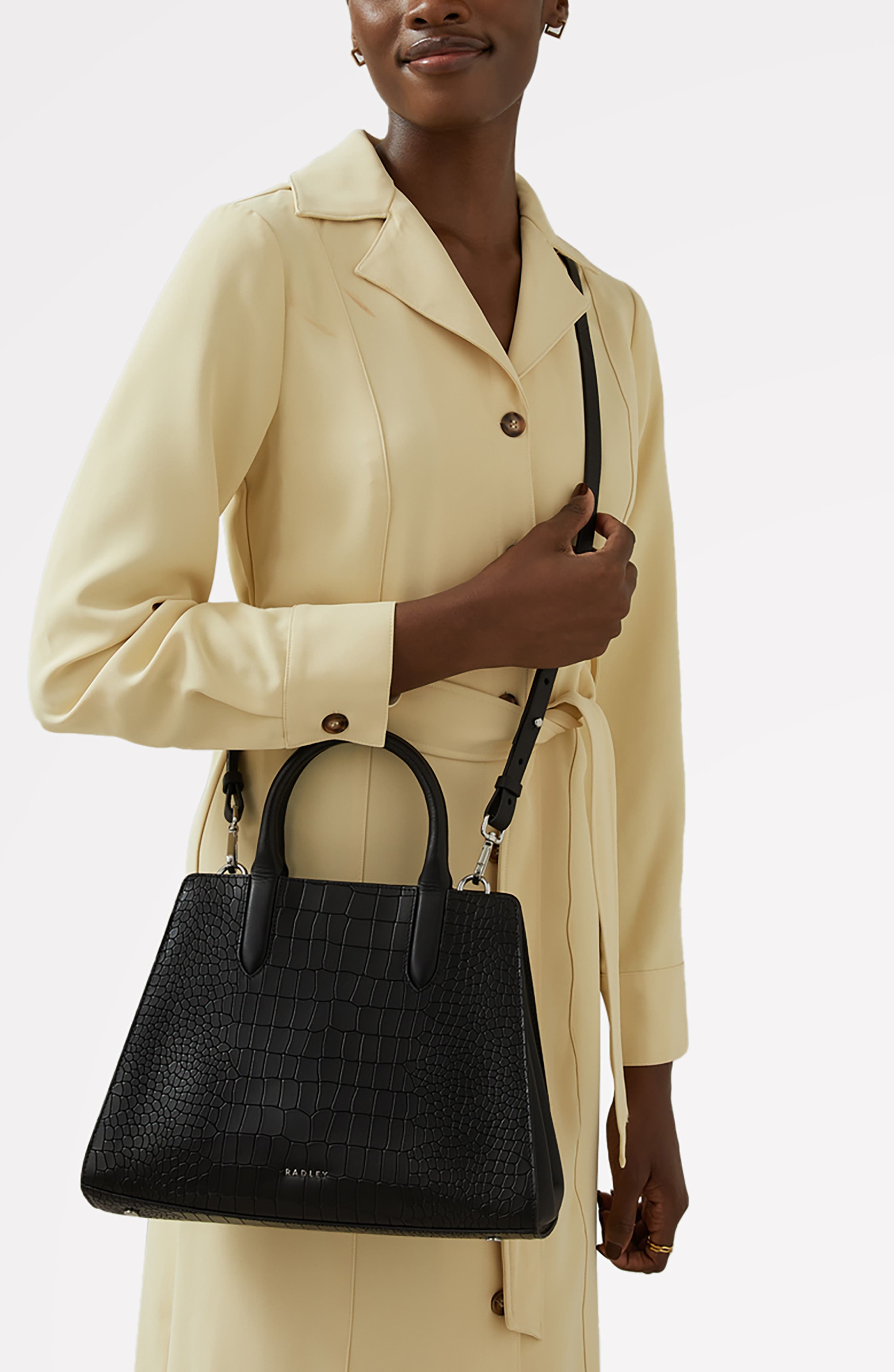 Radley Glasshouse Croc Embossed Crossbody Bag, Alternate, color, Black