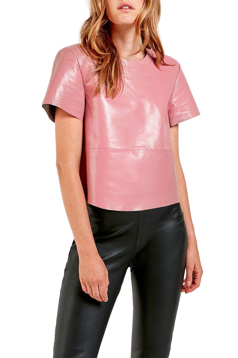 Awaken Recycled Leather T-Shirt, Main, color, MAUVE