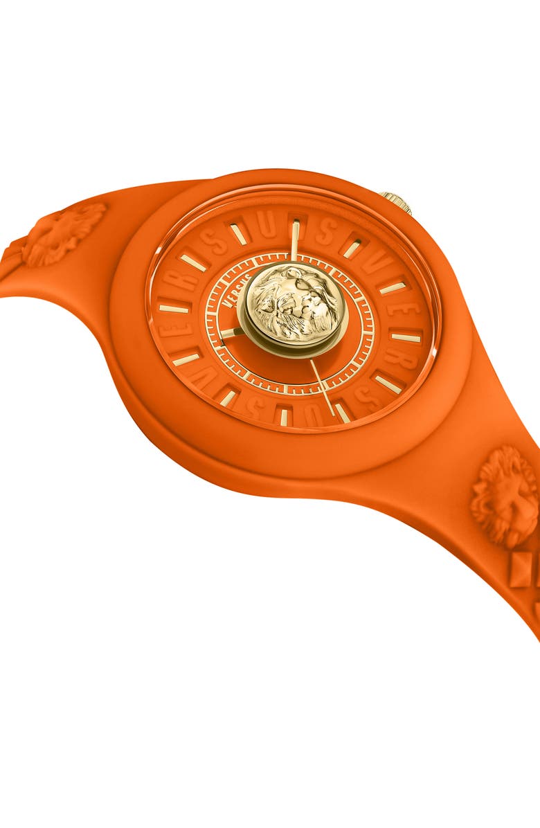 VERSUS Versace Women's Versus Fire Island Lion Silicone Strap Watch, 39mm, Alternate, color, Orange