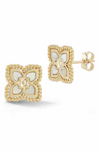 Ember Fine Jewelry 14K Gold Mother-of-Pearl Clover Stud Earrings