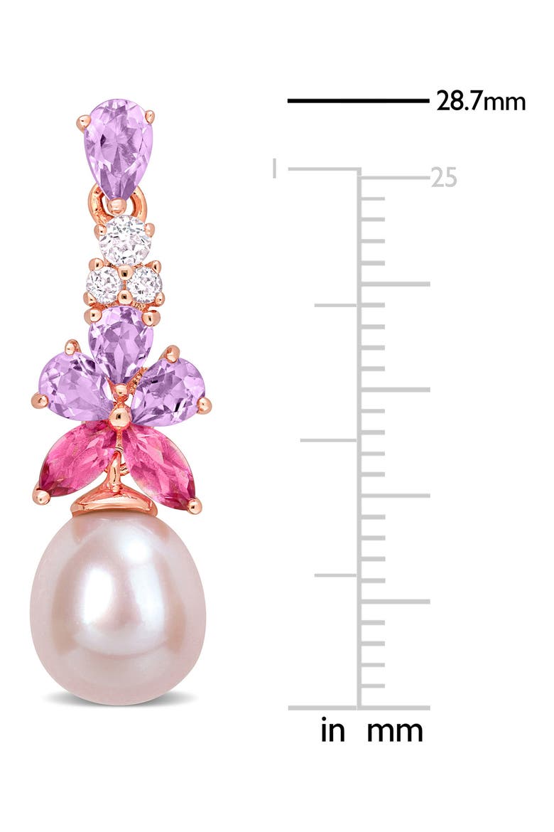 Topaz, Amethyst & Cultured Pearl Drop Earrings, Alternate, color, MULTI