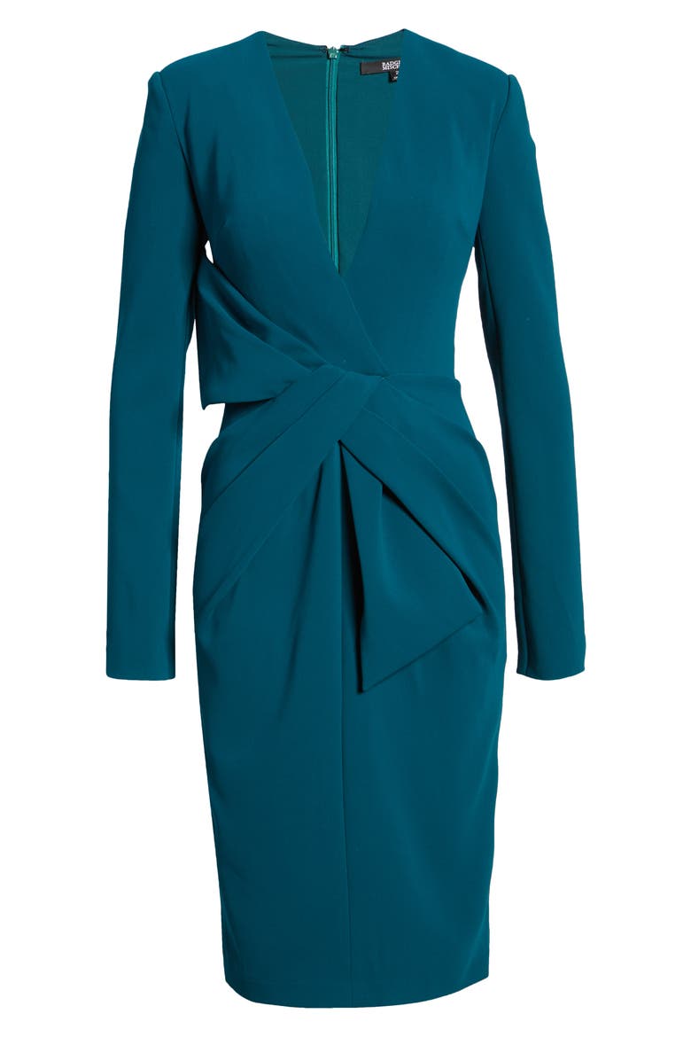 Asymmetrical Bow Waist Long Sleeve Dress, Alternate, color, TEAL