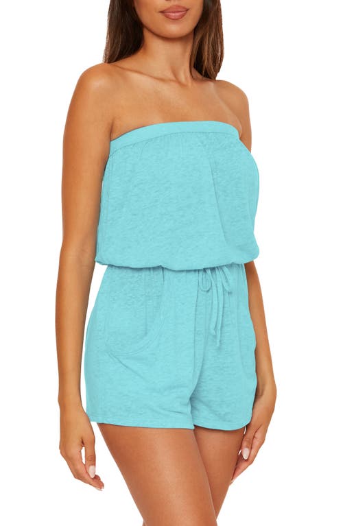 Becca Beach Date Strapless Cover-up Romper In Blue