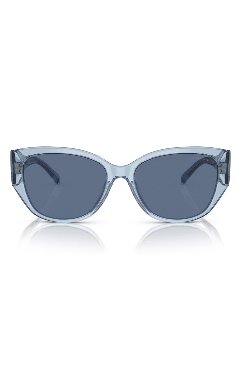 COACH 57mm Square Rectangle Sunglasses, Main, color, Blue Solid