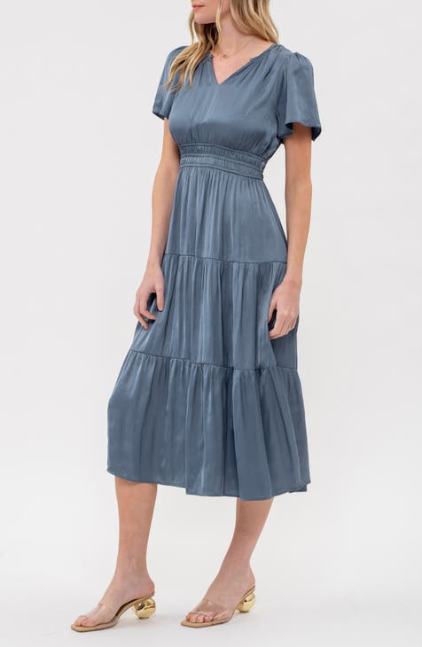 Short Sleeve Empire Waist Midi Dress