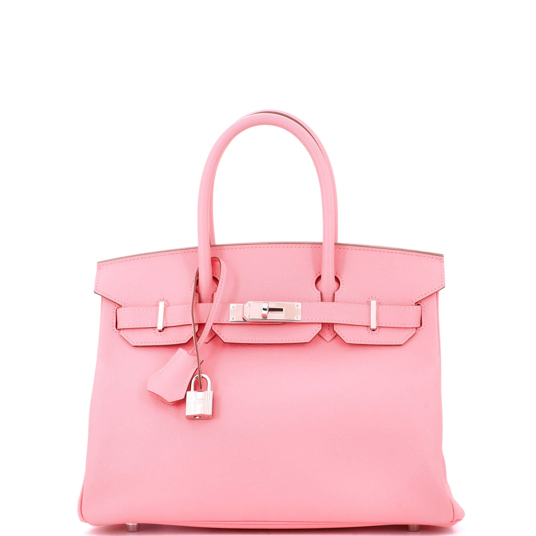 Pre-Owned Hermes Birkin Handbag Pink Epsom with Palladium Hardware 30, Main, color, 
