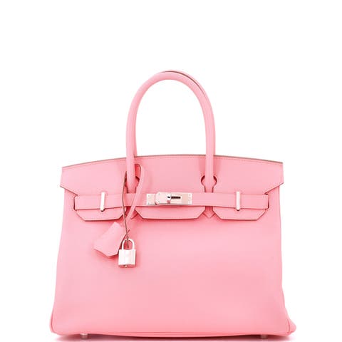 Birkin Handbag Pink Epsom with Palladium Hardware 30
