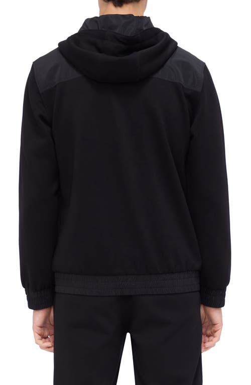 Bugatchi Hooded Long Sleeve Knit Top In Black