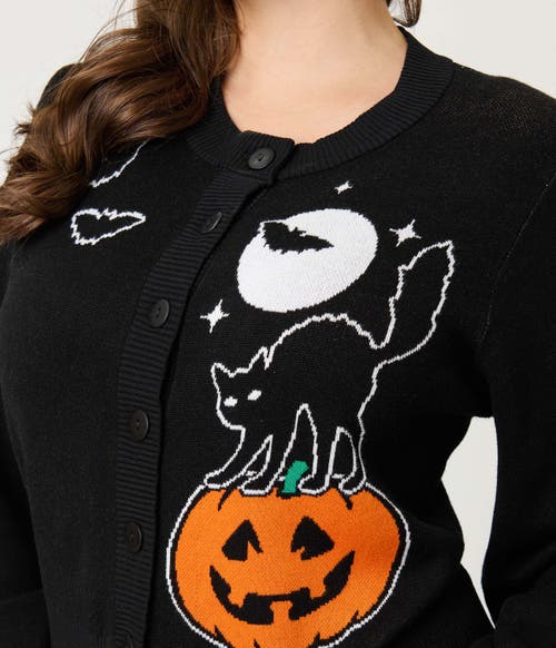 Unique Vintage 1950s Cropped Cardigan In Black