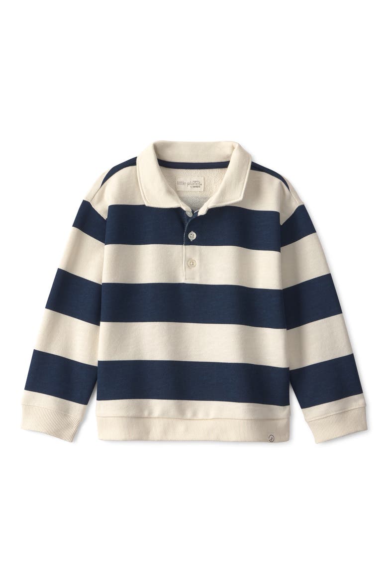 Kids' Stripe Organic Cotton Polo Sweatshirt, Main, color, LP BLUE RUGBY STRIPE