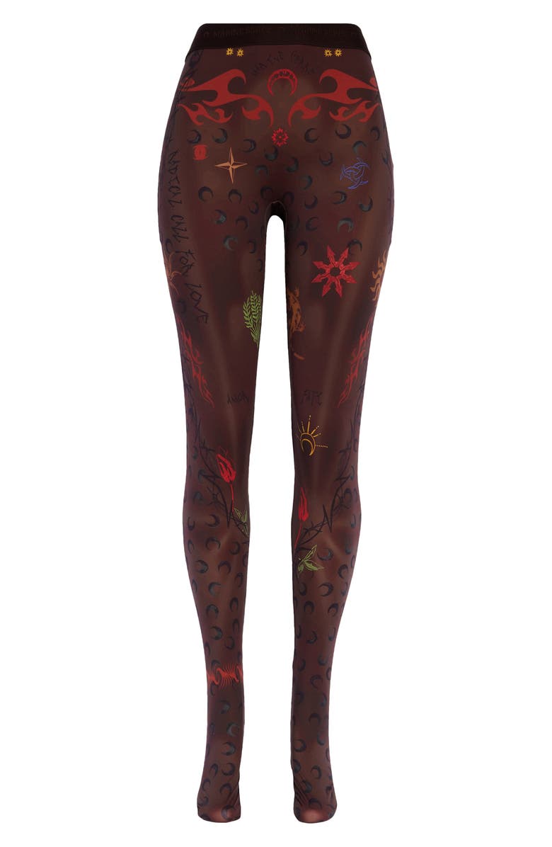 Marine Serre Tattoo Print Footed Leggings, Main, color,