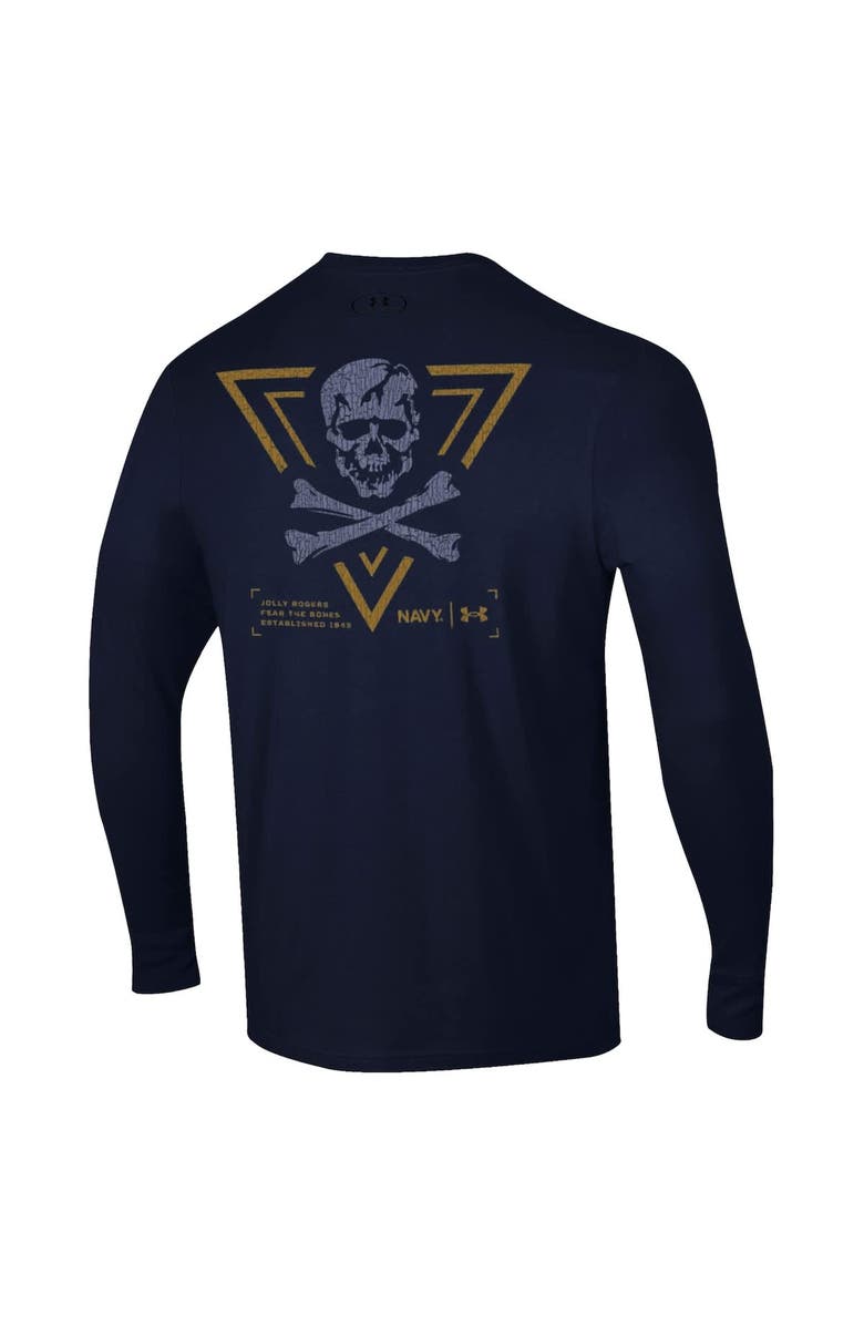 Under Armour Men's Under Armour Navy Navy Midshipmen Distressed Jolly Rogers Performance Long Sleeve T-Shirt, Alternate, color,