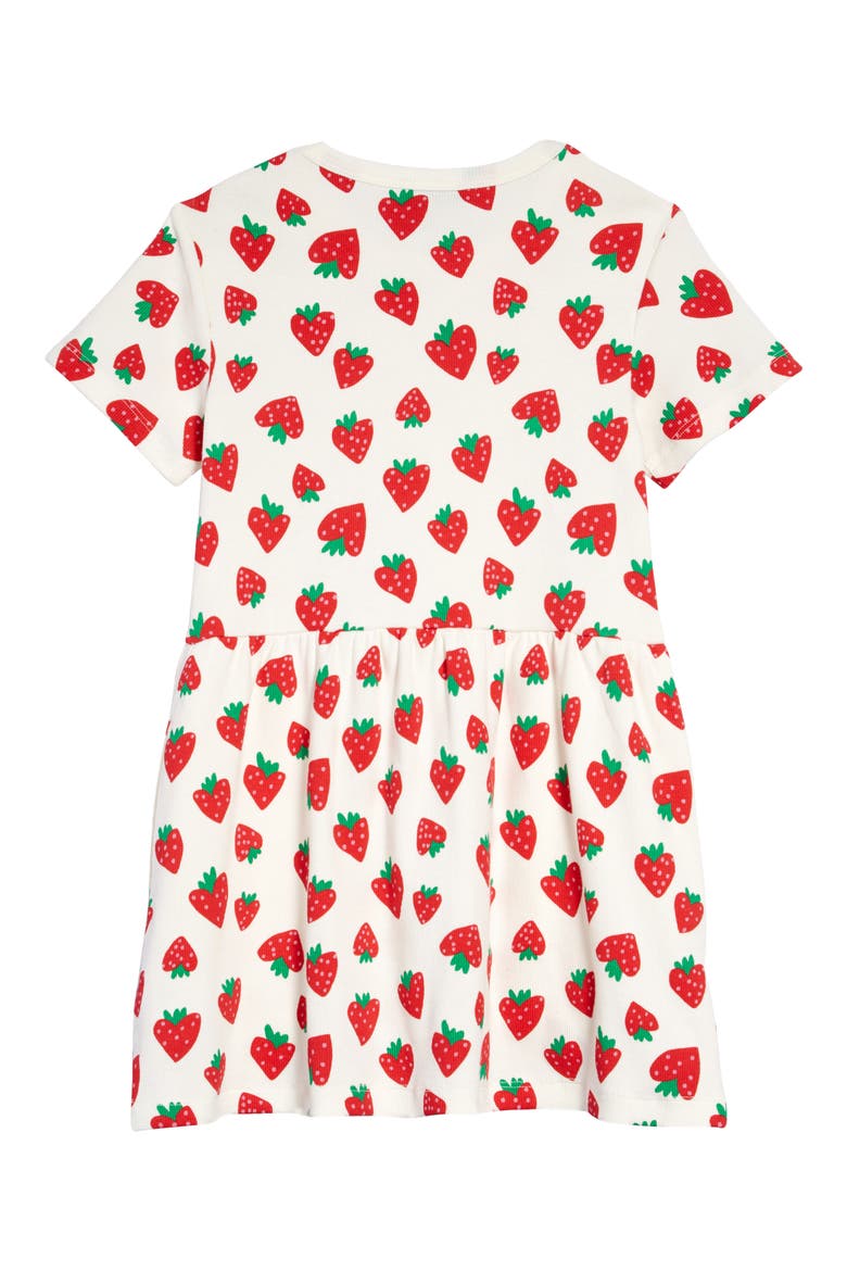 Kids' Strawberry Print Cotton Fit & Flare Dress, Alternate, color, 100RO RED