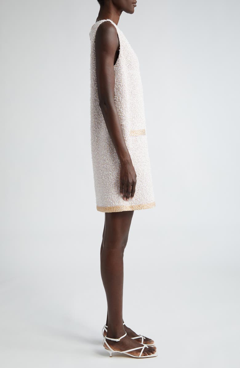 St. John Collection Sequin Eyelash Tweed Shift Dress, Alternate, color, 