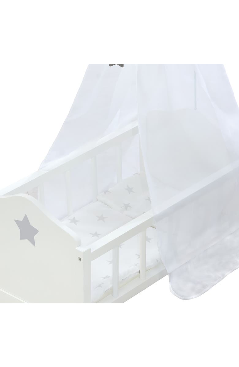 Roba-Kids Roba Doll Cradle Set Stella Star, Gray & White Includes Hanging Mobile, Alternate, color, White