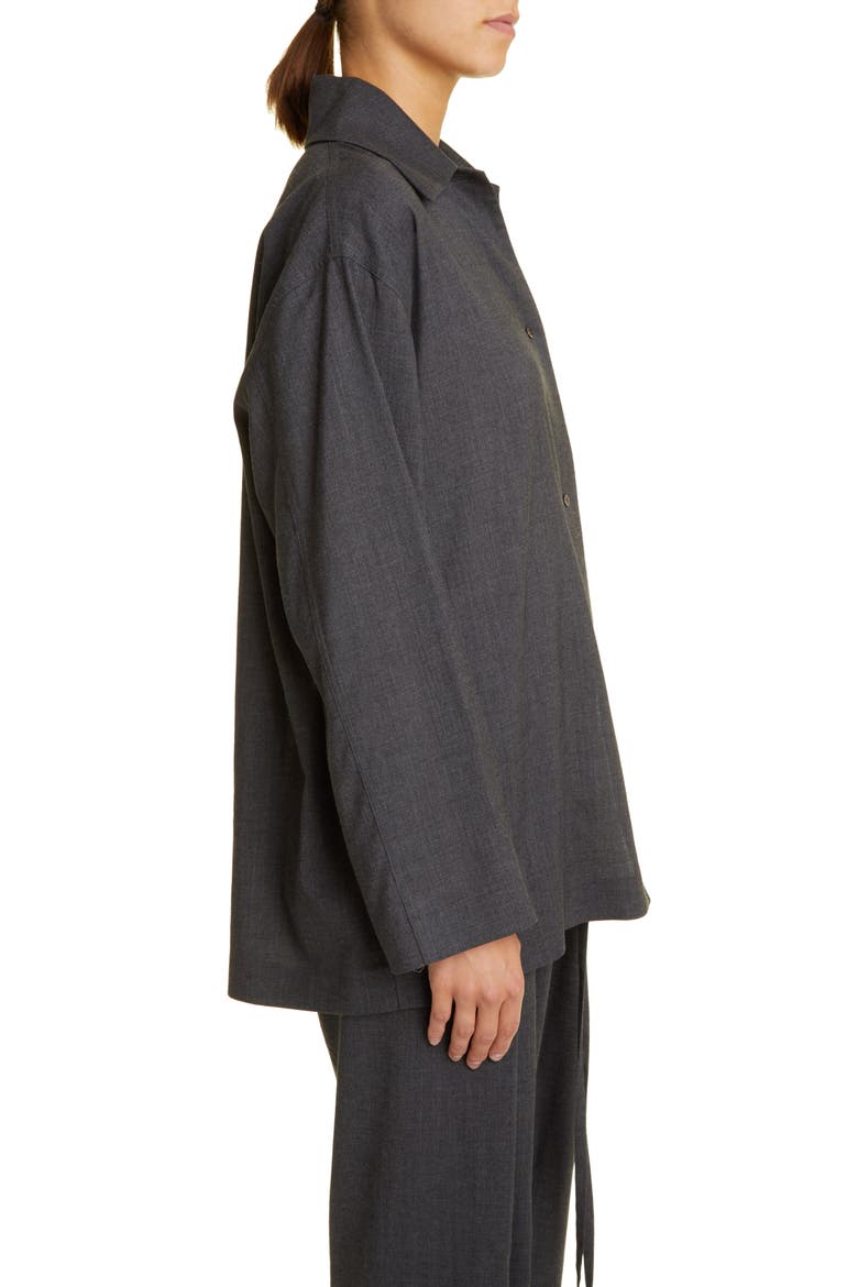 Rigel Silk & Cotton Button-Up Shirt, Alternate, color, DARK GREY