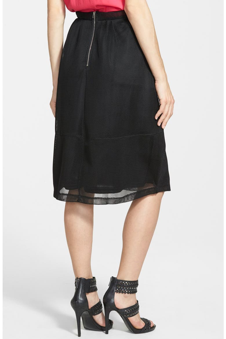 Mesh Midi Skirt, Alternate, color, BLACK