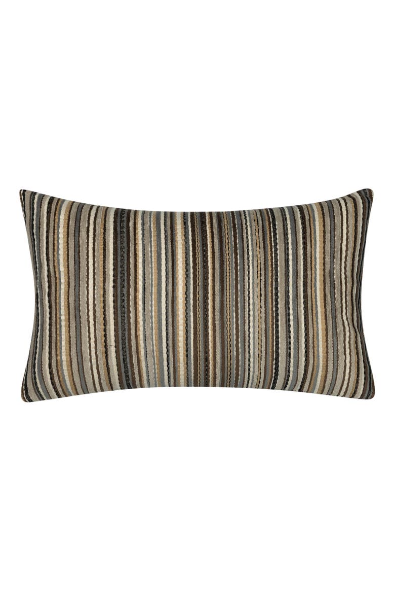 Plush Velvet Stripe Indoor & Outdoor Woven Accent Pillow, Alternate, color, Earth