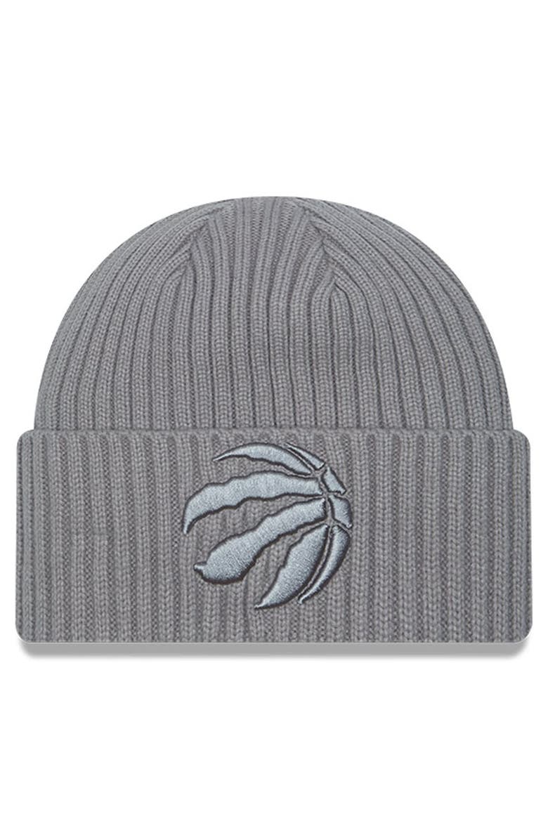 New Era Men's New Era Graphite Toronto Raptors Color Pack Cuffed Knit Hat, Main, color, 