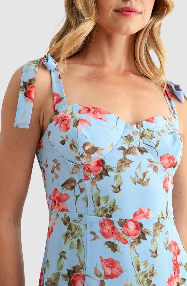 Lush Tie Strap Midi Dress, Alternate, color, Blue Mauve Floral