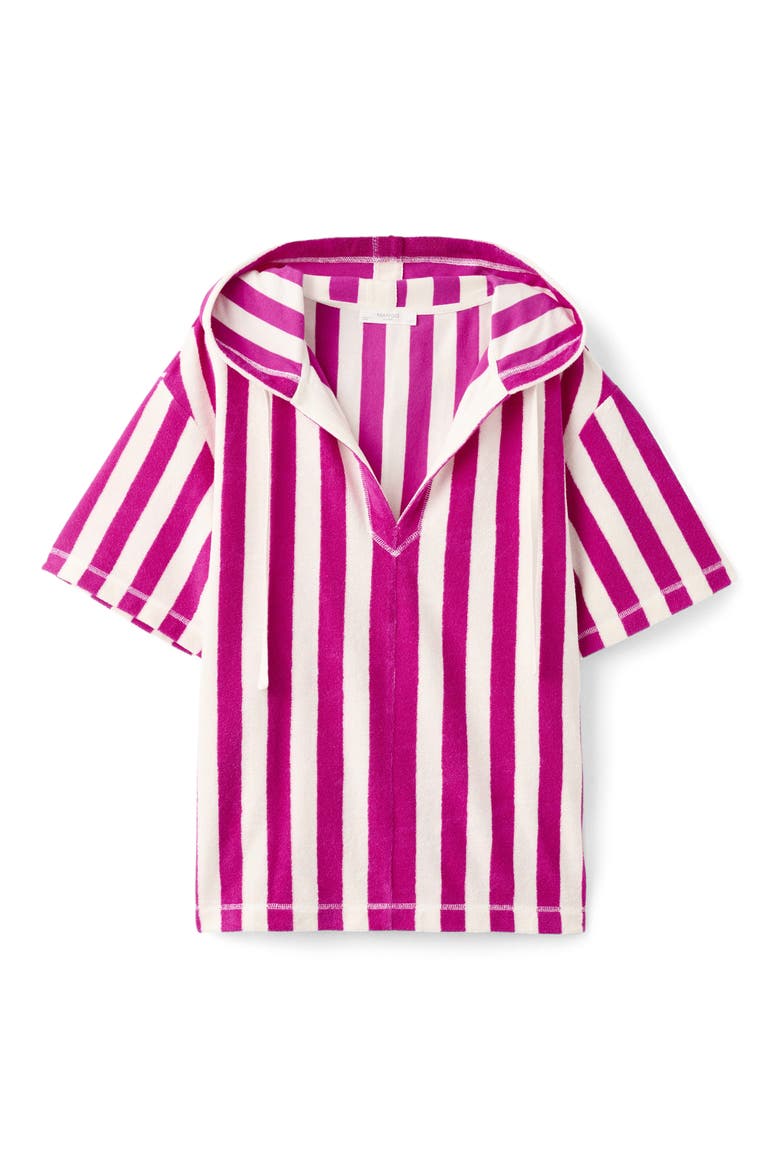 Hooded Cotton Blend Pajama Shirt, Alternate, color, FUCHSIA