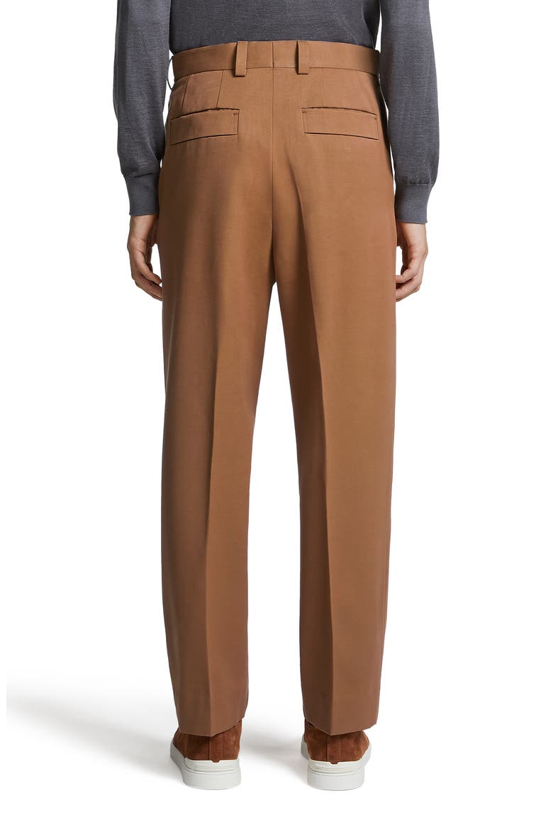Pleat Front Cotton & Wool Pants, Alternate, color, VICUNA