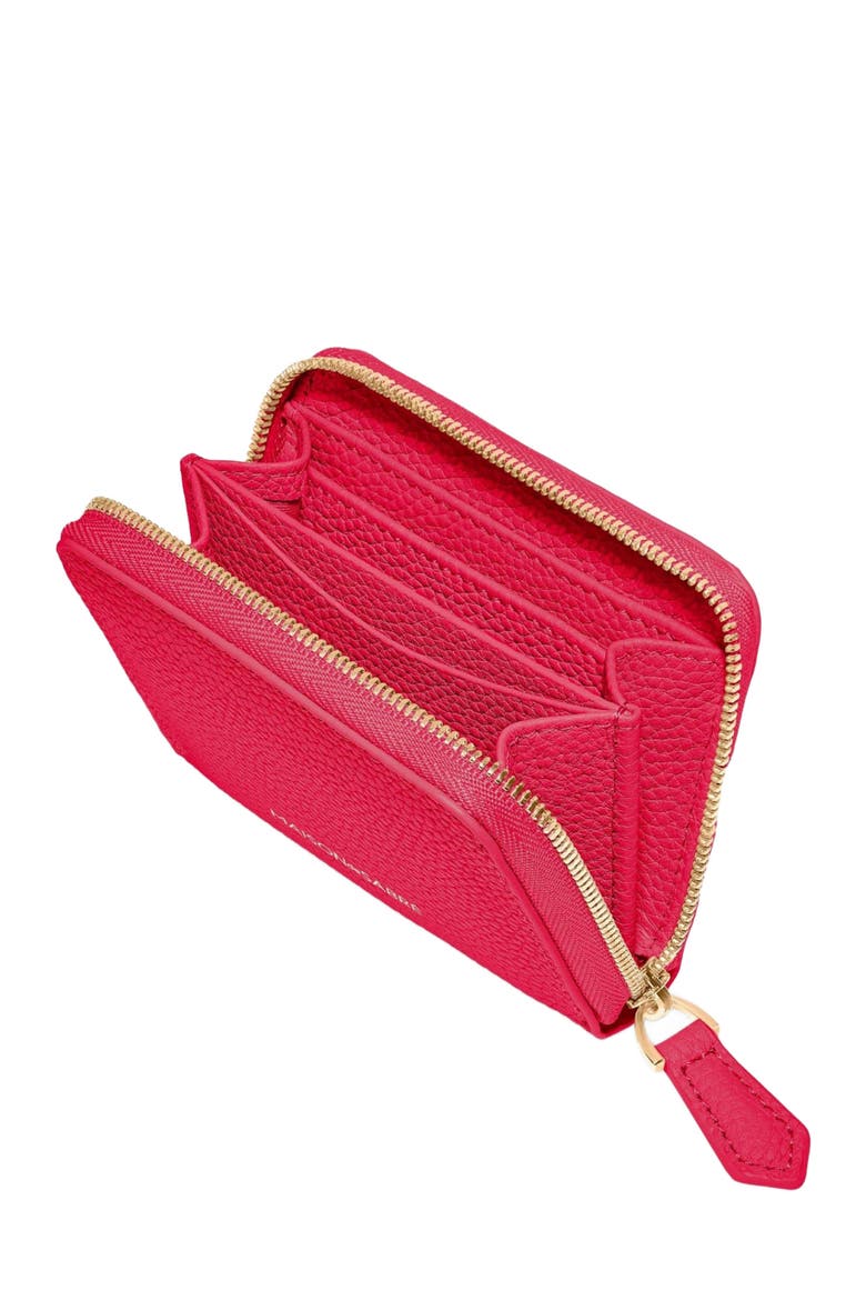 Small Leather Zipped Wallet, Alternate, color, Shibuya Fuchsia