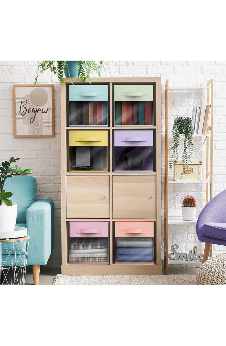 SORBUS 6-Pack Window Storage Cubes, Alternate, color, Multicolored Pastel