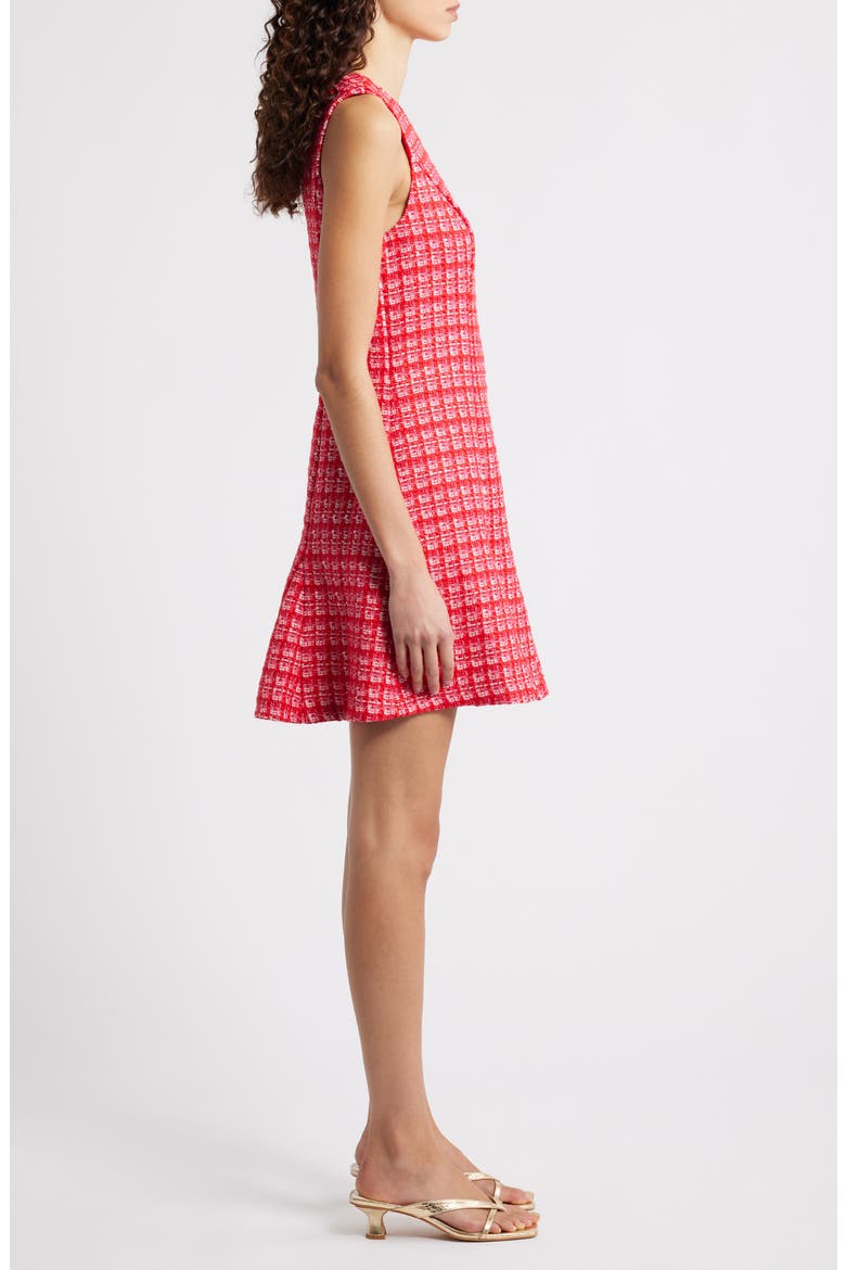 Enya Bouclé Fit & Flare Dress, Alternate, color, CRANBERRY RED FIESTA BOUCLE