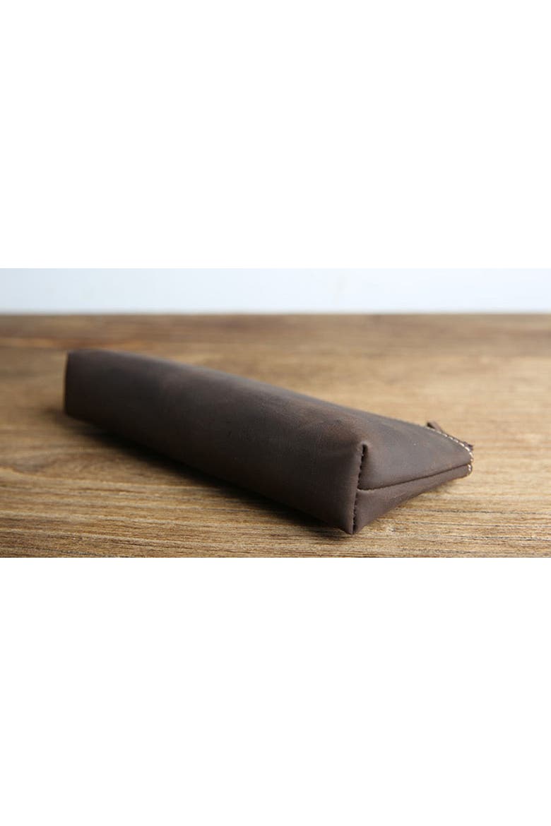 The Pallavi | Handmade Leather Pencil Case - Leather Makeup Bag, Alternate, color, Dark Brown