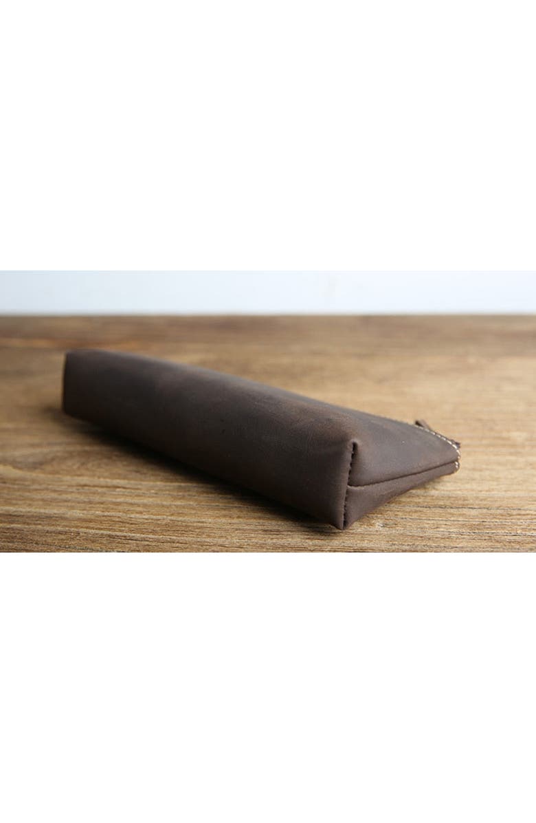 STEEL HORSE LEATHER The Pallavi | Handmade Leather Pencil Case - Leather Makeup Bag, Alternate, color, Dark Brown