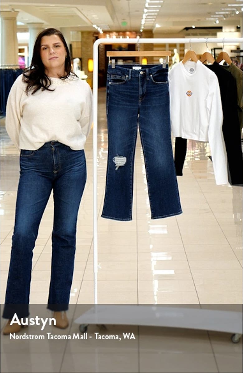 Good Legs Ripped Crop Mini Bootcut Jeans, sales video thumbnail