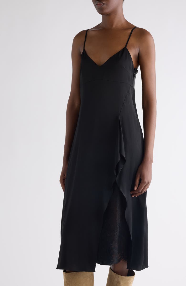 Acne Studios Satin Slipdress, Alternate, color, Black