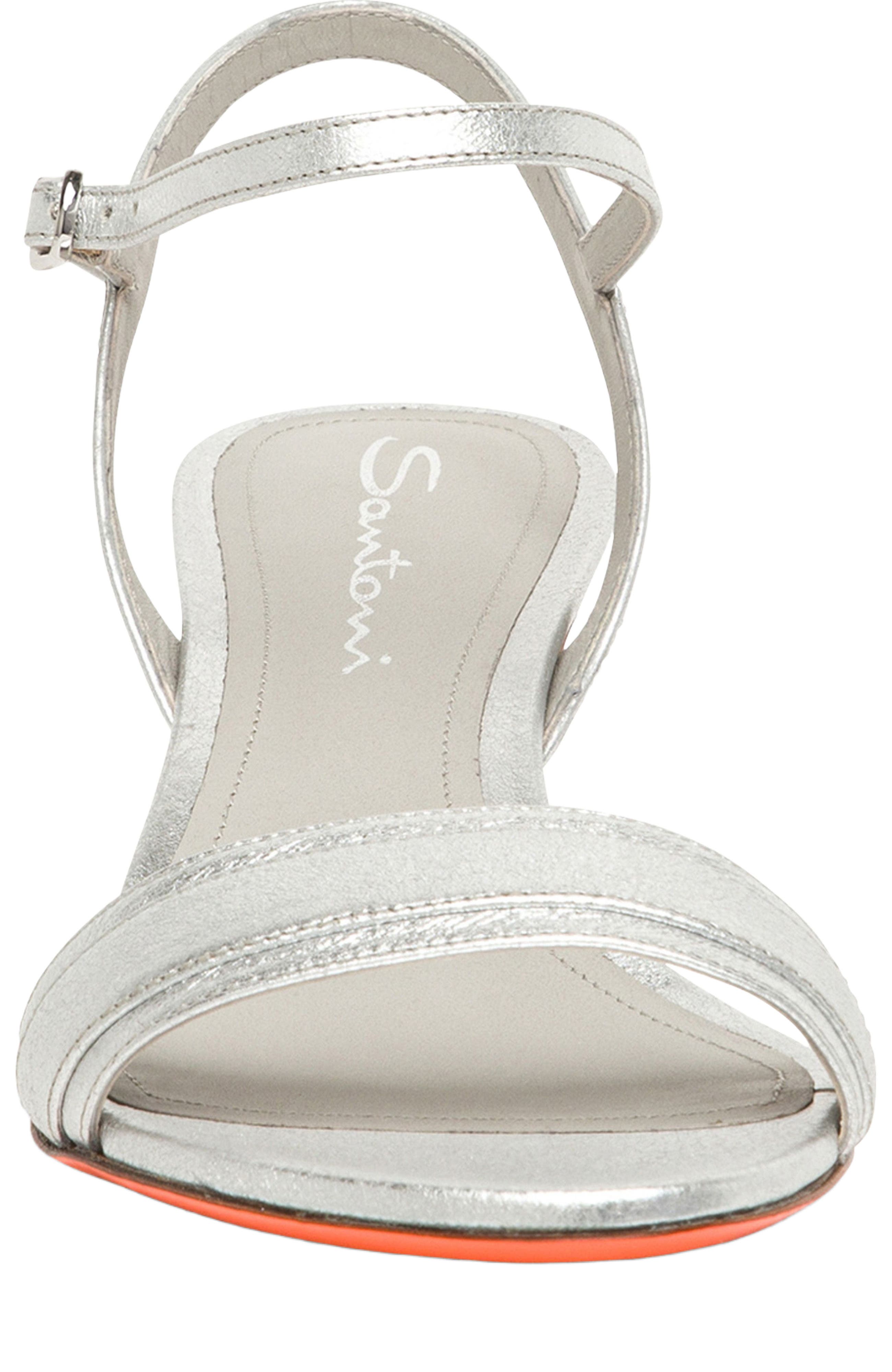 Santoni Women's mid-heel sandal, Alternate, color, Silver