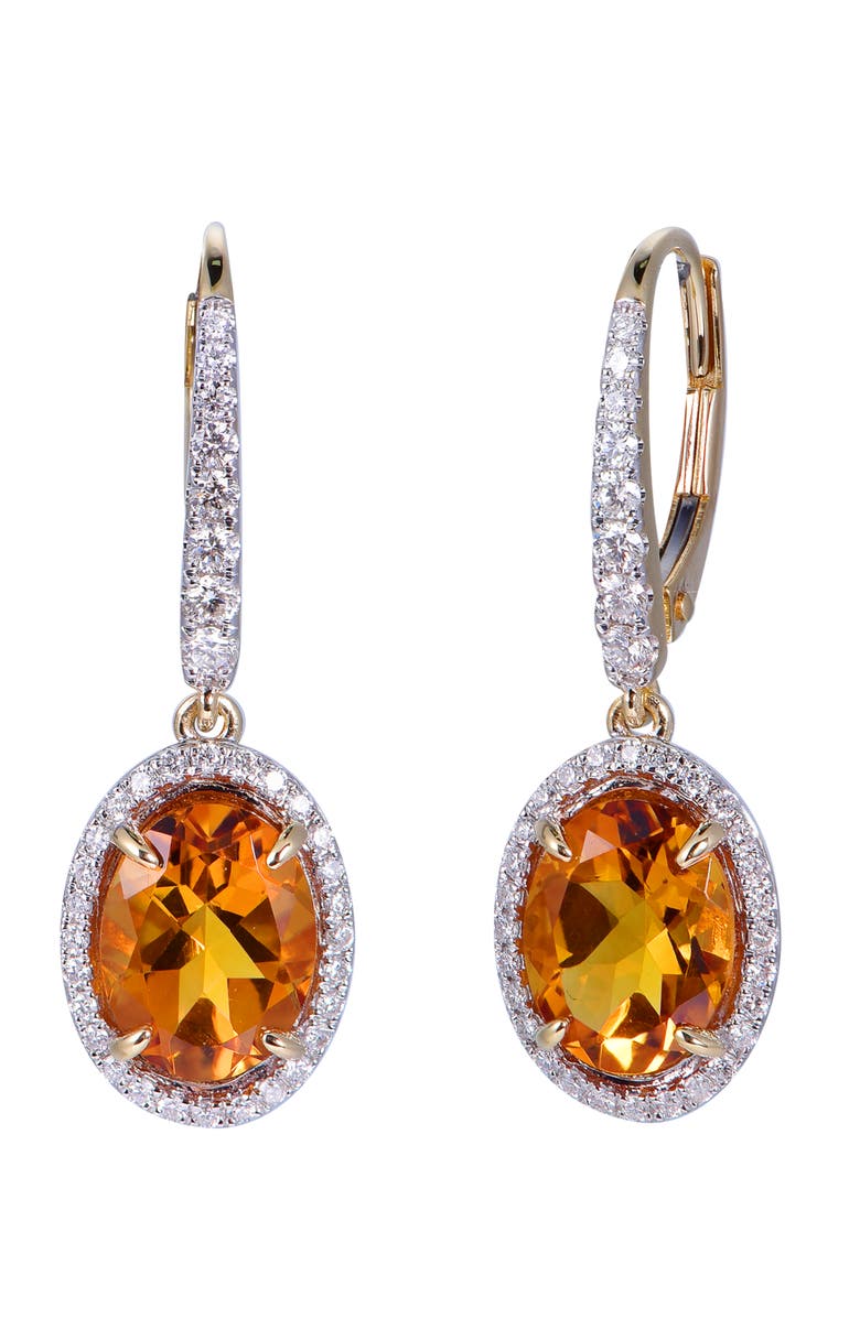 Kahn High Jewelry Citrine Earrings with Diamonds, Main, color, Citrine Orange