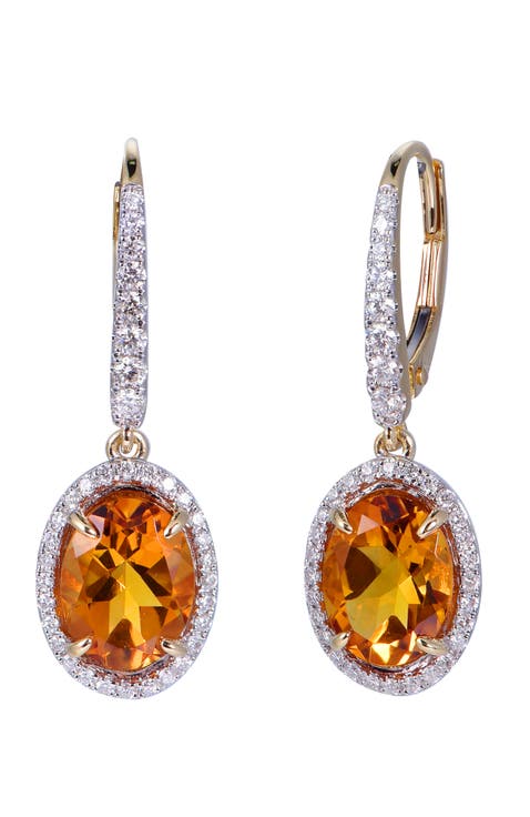 Citrine Earrings with Diamonds