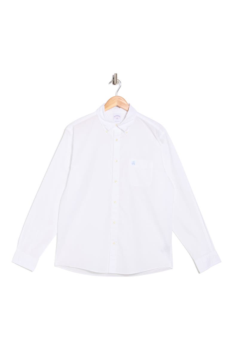 White Cotton Poplin Button-Down Shirt, Alternate, color, WHITE