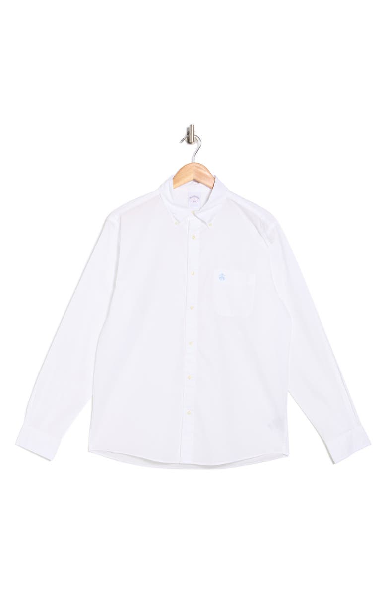 Brooks Brothers White Cotton Poplin Button-Down Shirt, Main, color, White