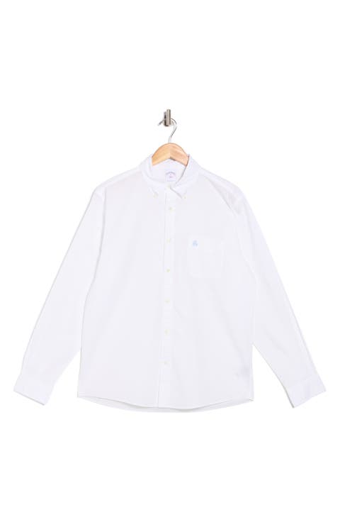 White Cotton Poplin Button-Down Shirt