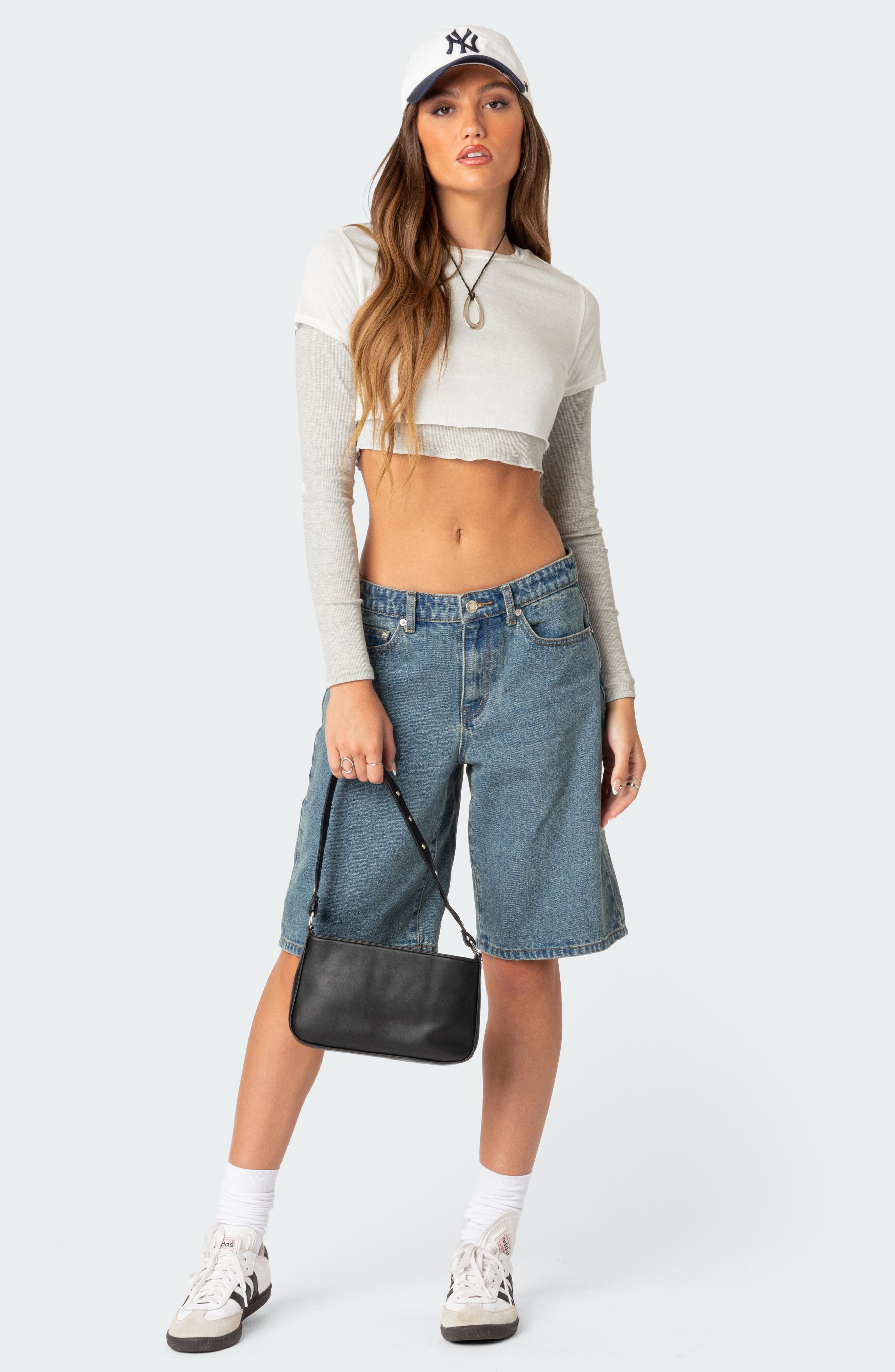 EDIKTED Layered Long Sleeve Crop Top (Women) | Nordstrom
