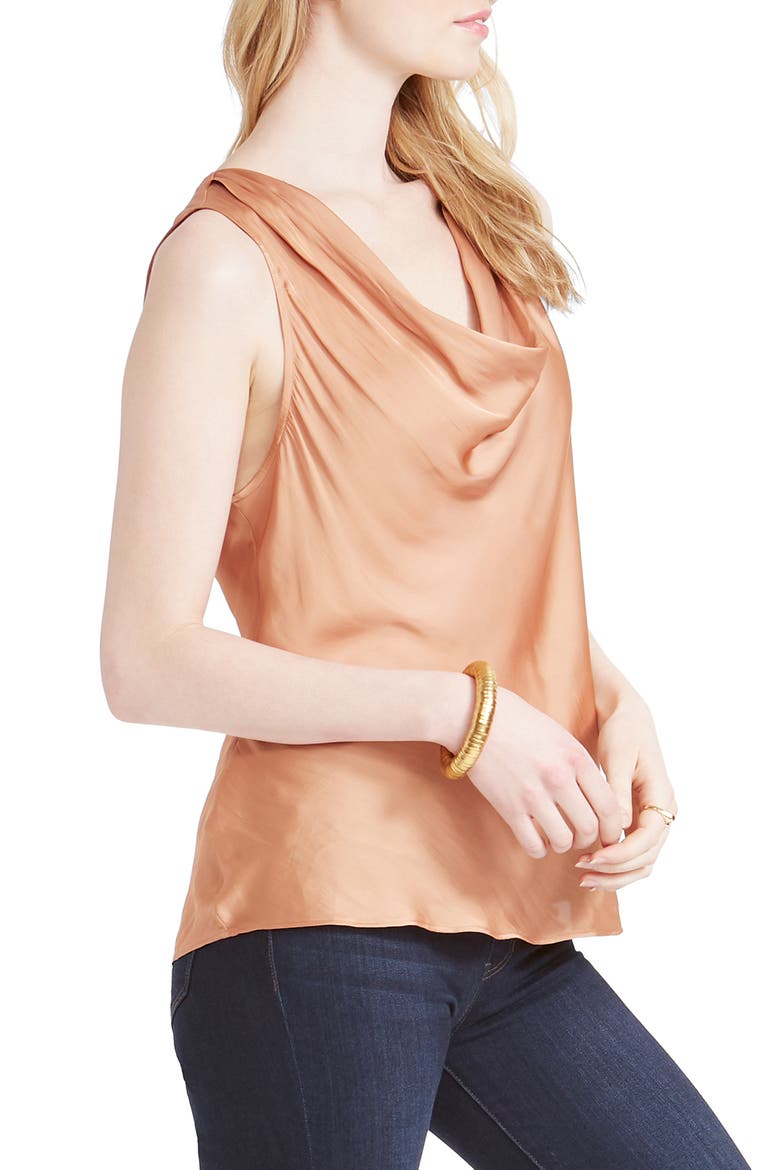 Destination Crinkle Cowl Neck Top, Alternate, color, SOFT COPPER