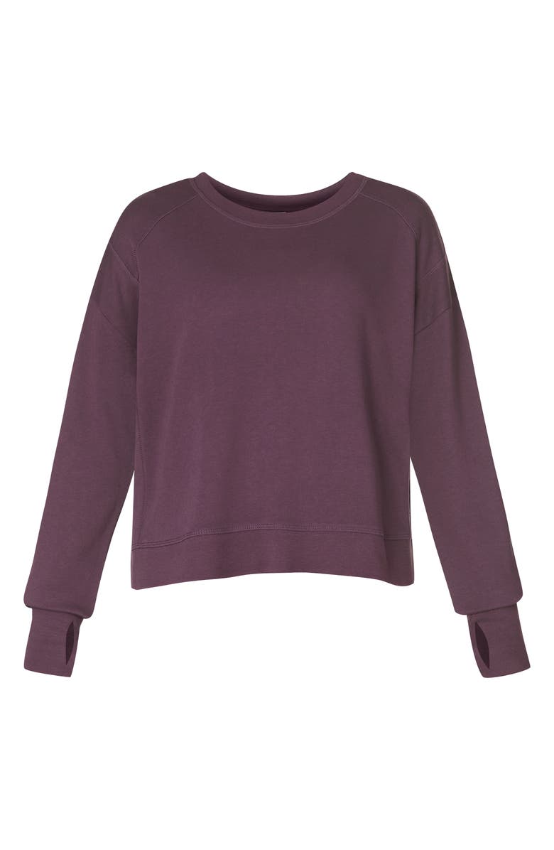 Sweaty Betty After Class Crop Sweatshirt, Alternate, color, Neptune Purple