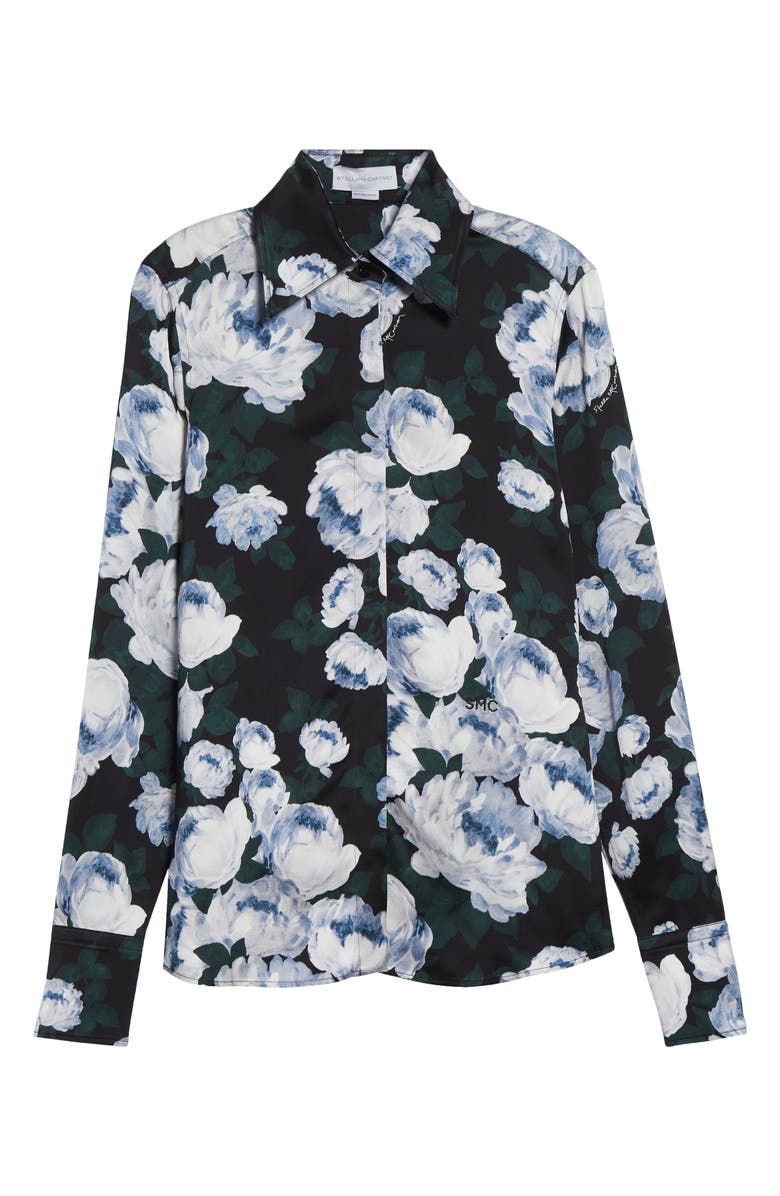 Stella McCartney Bunch of Roses Button-Up Shirt, Main, color, Green Multicolor