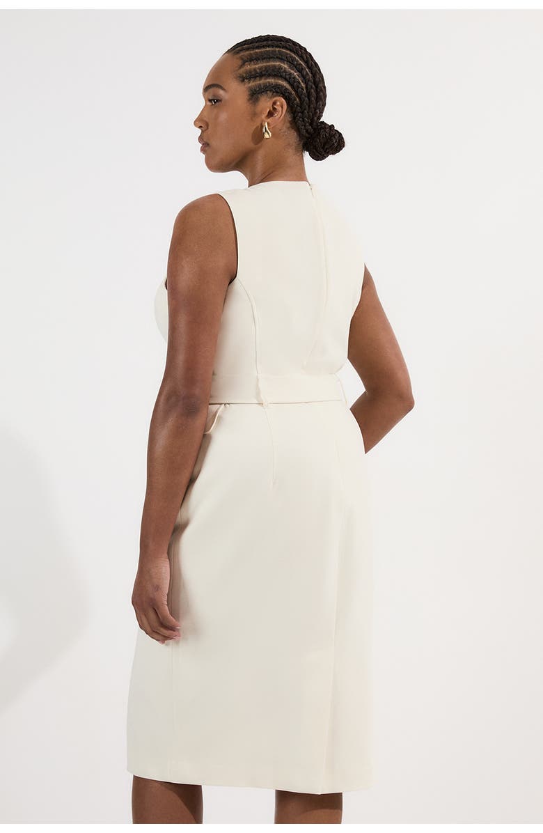 Karen Millen Essential Belted Tailored Midi Dress, Alternate, color, Cream
