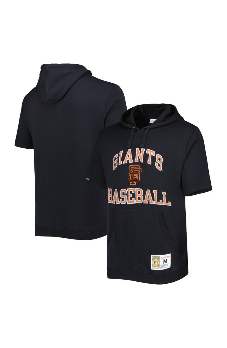 Mitchell & Ness Men's Mitchell & Ness Black San Francisco Giants Cooperstown Collection Washed Fleece Pullover Short Sleeve Hoodie, Main, color, 